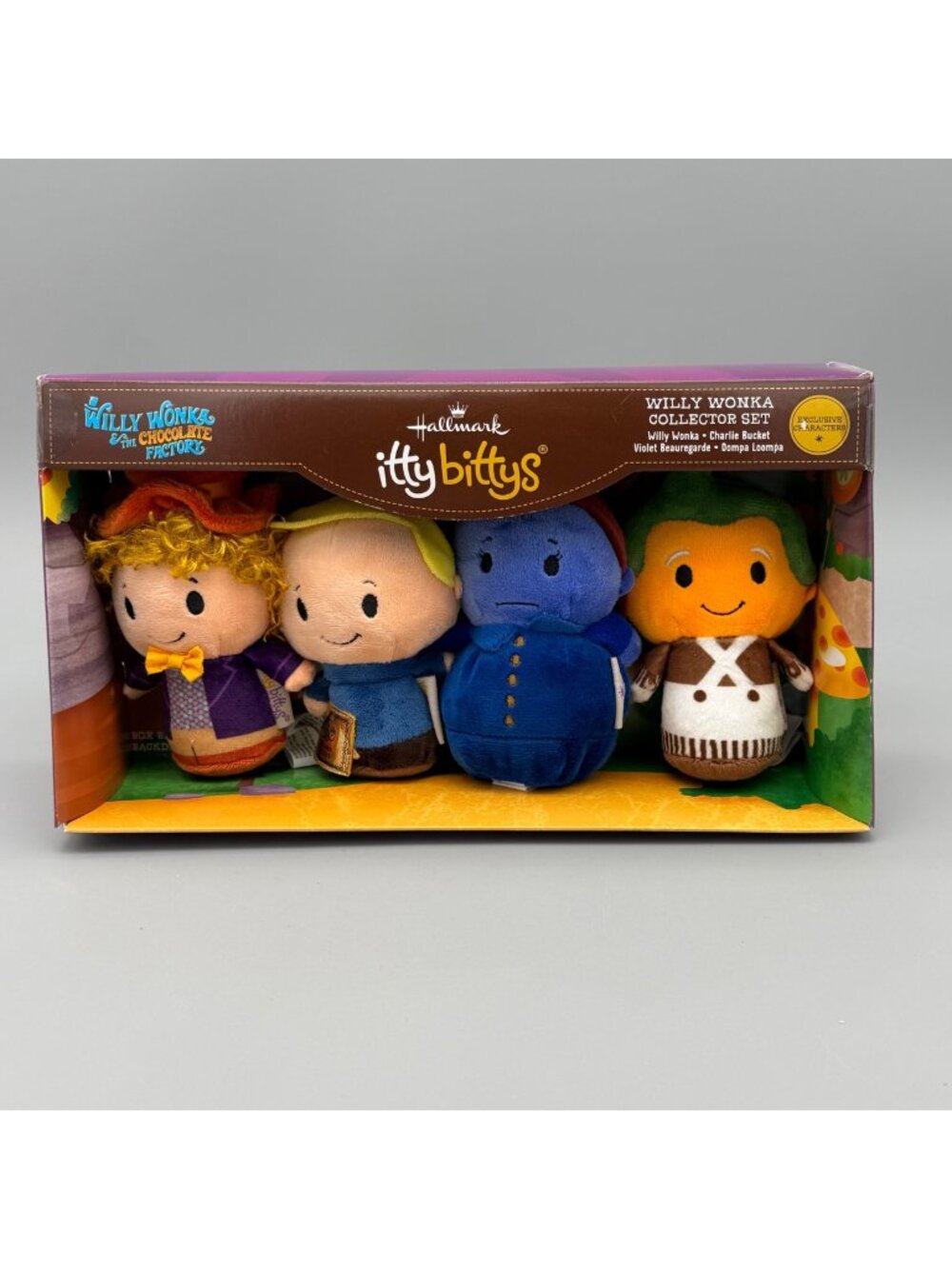 Hallmark Itty Bittys Willy Wonka Collector Set Plush 4 Exclusive 4.5" Characters